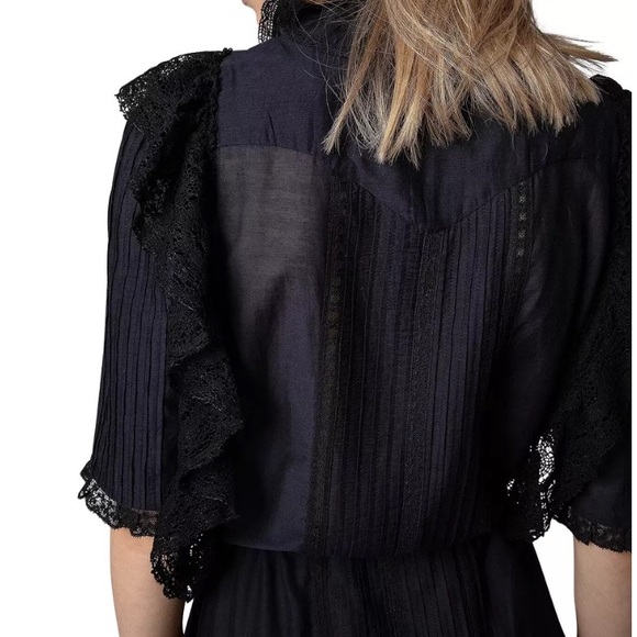 NWT Zadig & Voltaire Ranky Raffle Lace Trim Dress Noir Size S - Picture 6 of 7